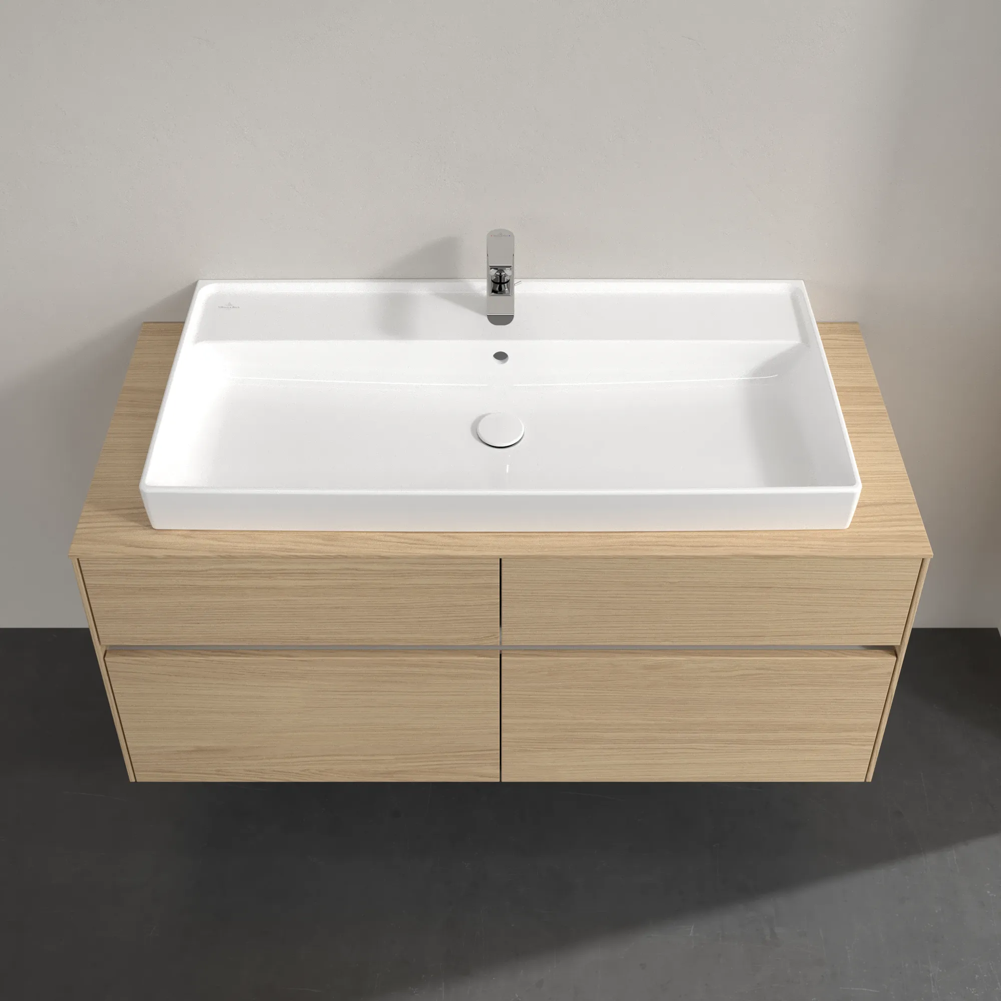 Villeroy & Boch Waschtischunterschrank „Collaro“ 1200 × 548 × 500 mm Nordic Oak, mit Beleuchtung, für Becken mittig