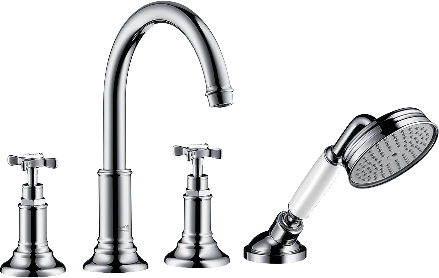 Hansgrohe AXOR Montreux Mischer, 4-Loch Fliesenrandarmatur mit Kreuzgriffen, Chrom Farbe: Chrom Hansgrohe AXOR Montreux Mischer, 4-Loch Fliesenrandarmatur mit Kreuzgriffen, Chrom Farbe: Chrom