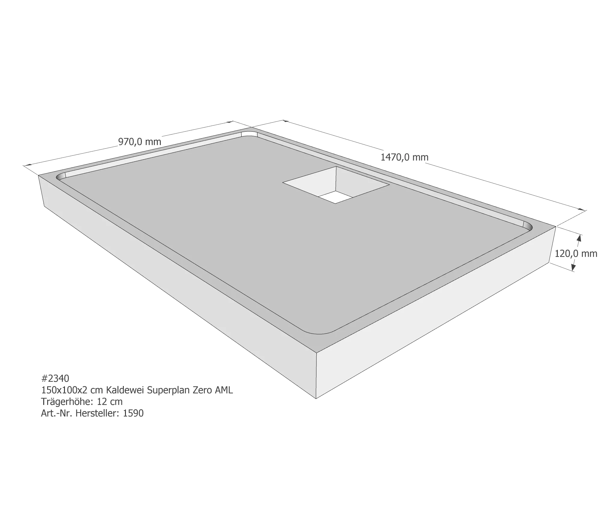 Duschwannenträger für Kaldewei Superplan Zero 150 × 100 × 2 cm Breite: 100 cm / Länge: 150 cm