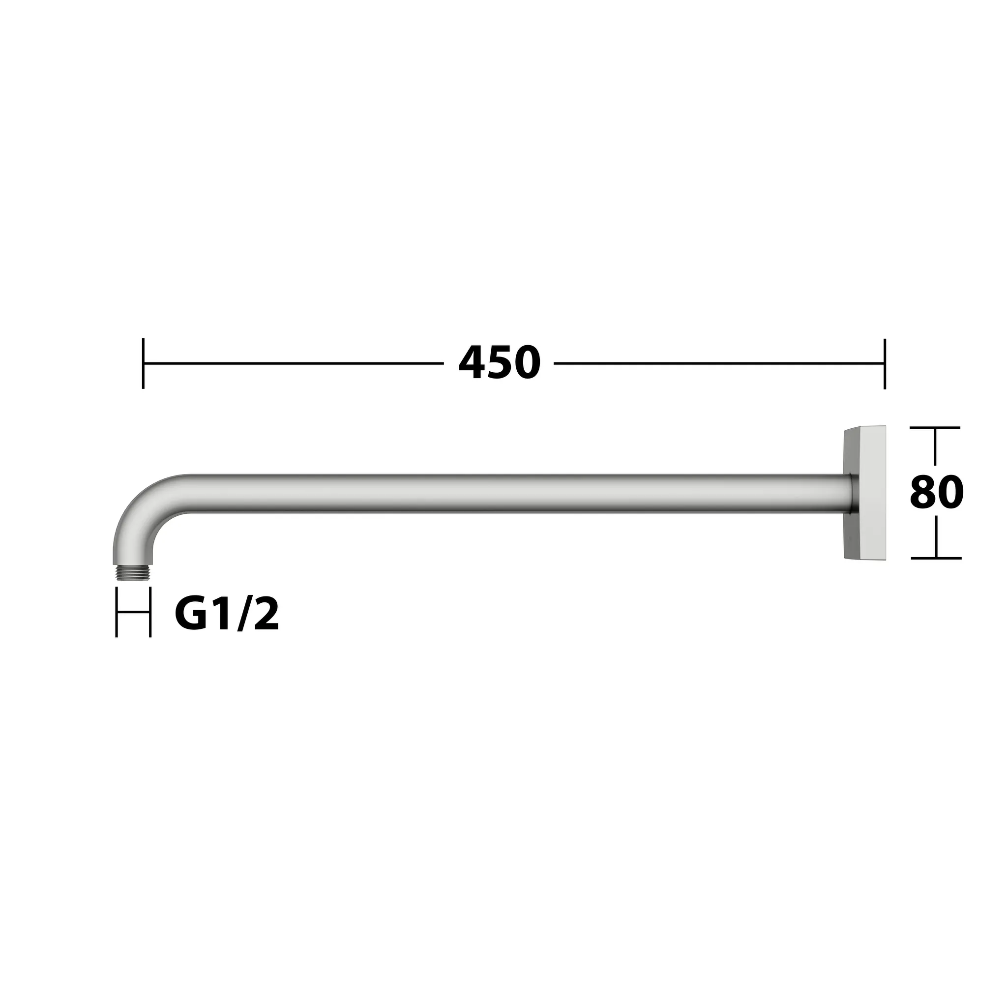 Brausen und Brausezubehör Brausearm Wandanschluss Ausladung 450 mm Edelstahl-finish
