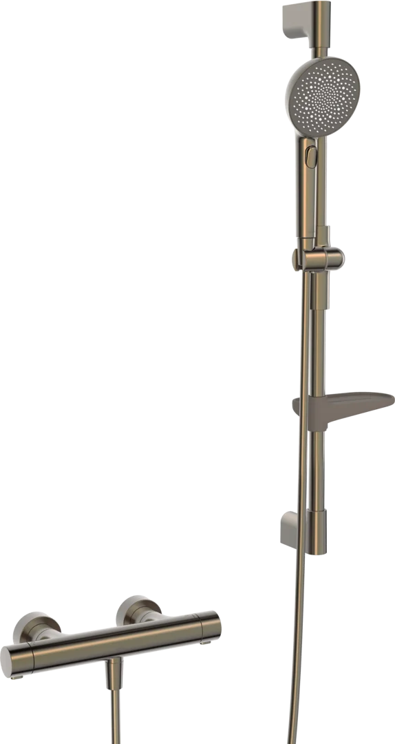 HansaPRISMA Duscharmatur, Wandmontage, Thermostat, Bronze gebürstet, 3-strahlig, 770 mm