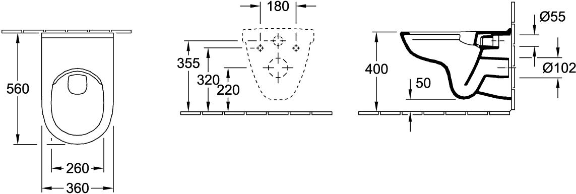 Tiefspül-WC spülrandlos O.novo 5660R2, 360 x 560 x 350 mm, Oval, wandhängend, Abgang waagerecht, Weiß Alpin Tiefspül-WC spülrandlos O.novo 5660R2, 360 x 560 x 350 mm, Oval, wandhängend, Abgang waagerecht, Weiß Alpin