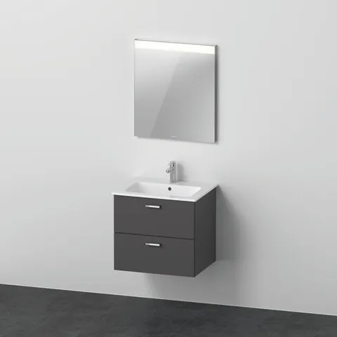 Duravit Waschtischunterschrank mit Waschtischunterbau und Spiegel „XBase“ 63 × 200 × 49 cm in Graphit Matt