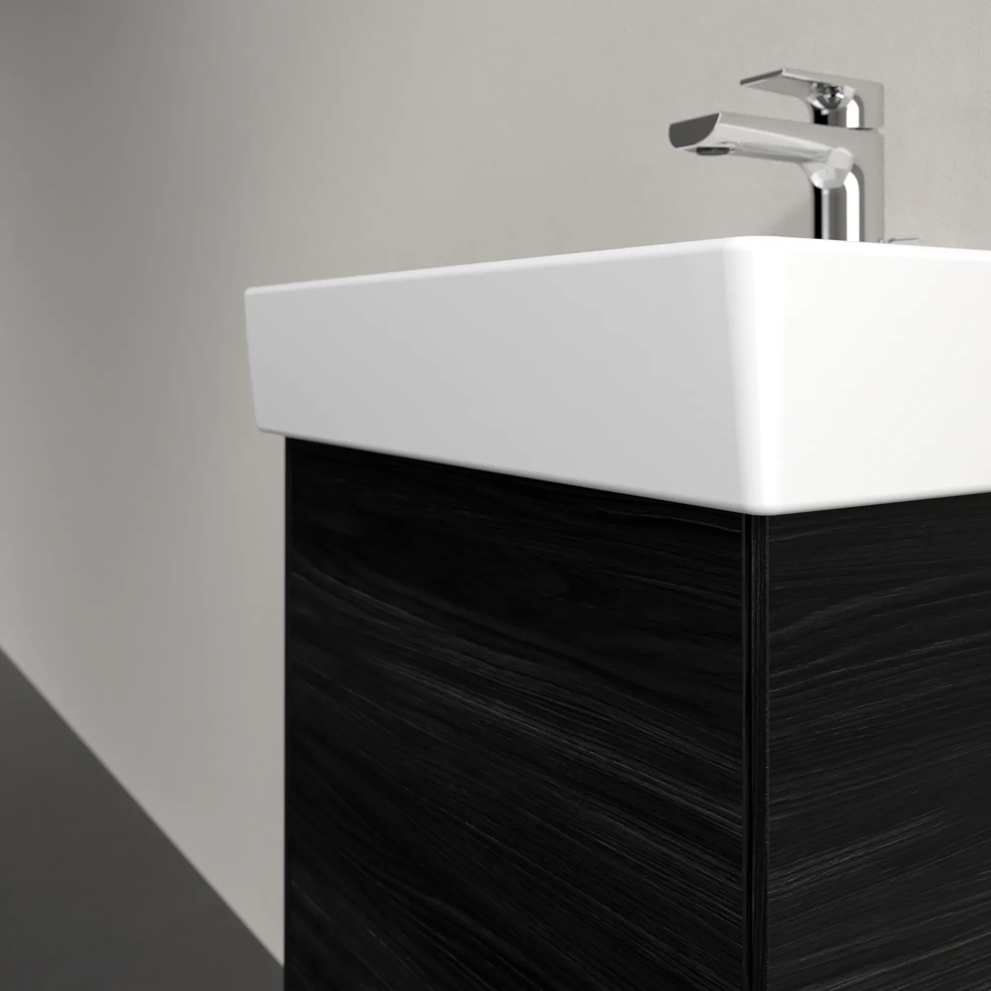 Villeroy & Boch Waschbeckenunterschrank Collaro C00500, Eckig Black Oak, 410x344 mm, Höhe 546 mm, mit SoftClosing und Fachboden