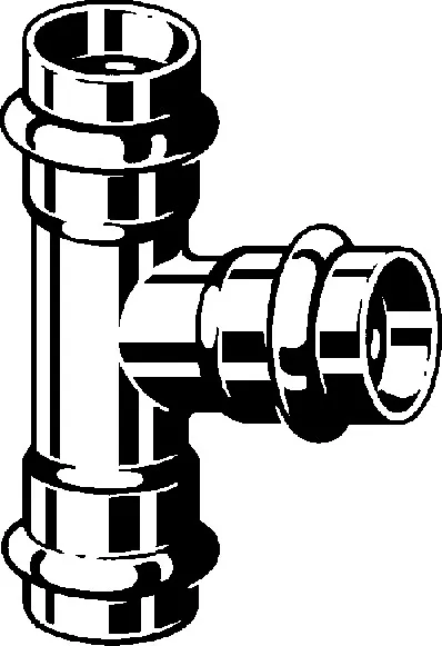 „Prestabo“ T-Stück mit 3 gleichen Muffen unlegiert, verzinkt 28 mm VdS-Zulassung