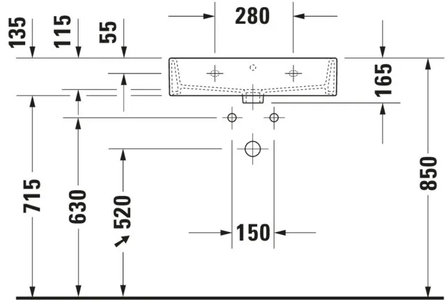 Wandwaschtisch „Vero Air“, mit Überlauf, Hahnlochposition mittig  Wandwaschtisch „Vero Air“, mit Überlauf, Hahnlochposition mittig