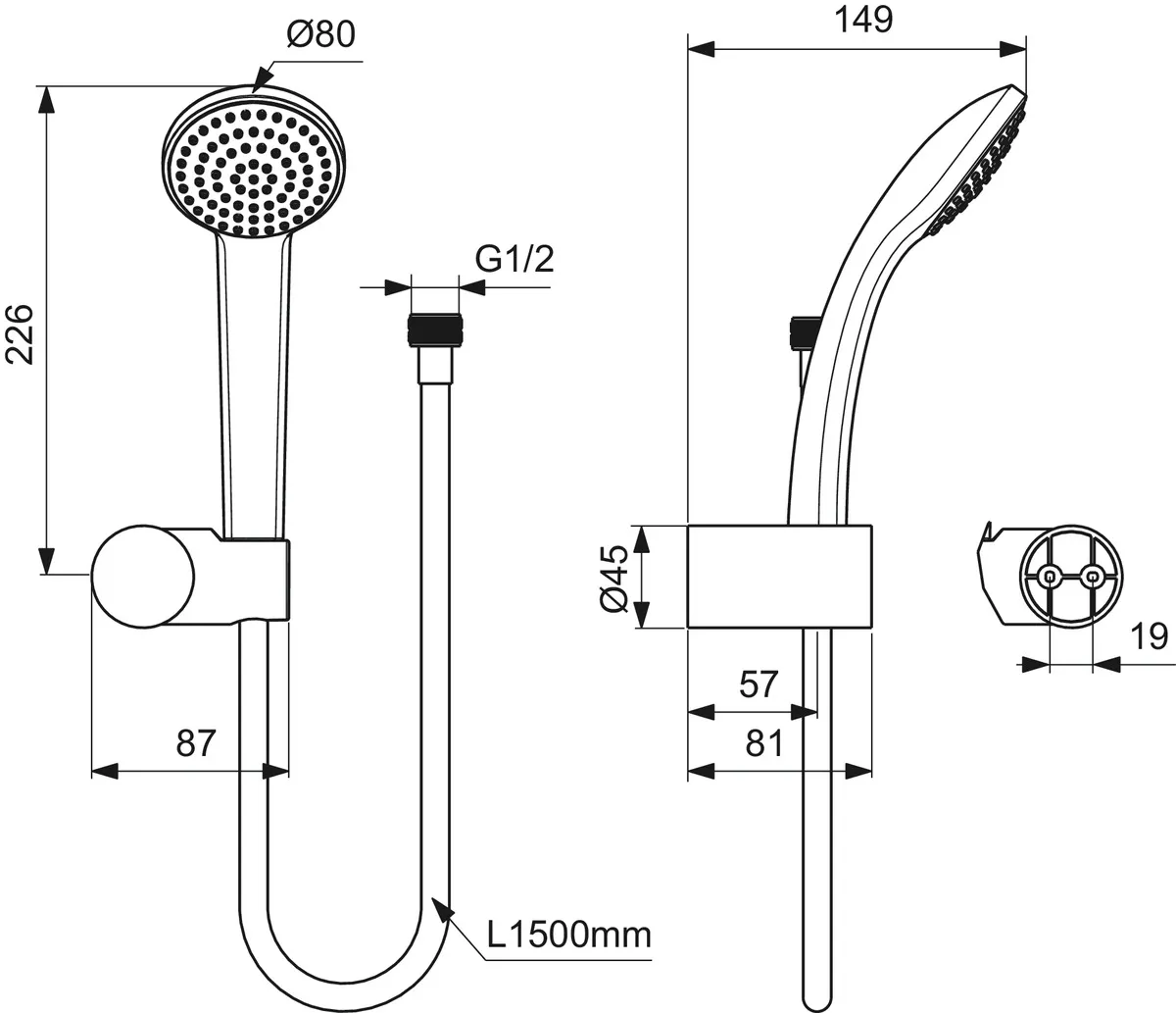 Ideal Standard IdealRain 1-Funktionshandbrause Ø 80mm Chrom Ideal Standard IdealRain 1-Funktionshandbrause Ø 80mm Chrom