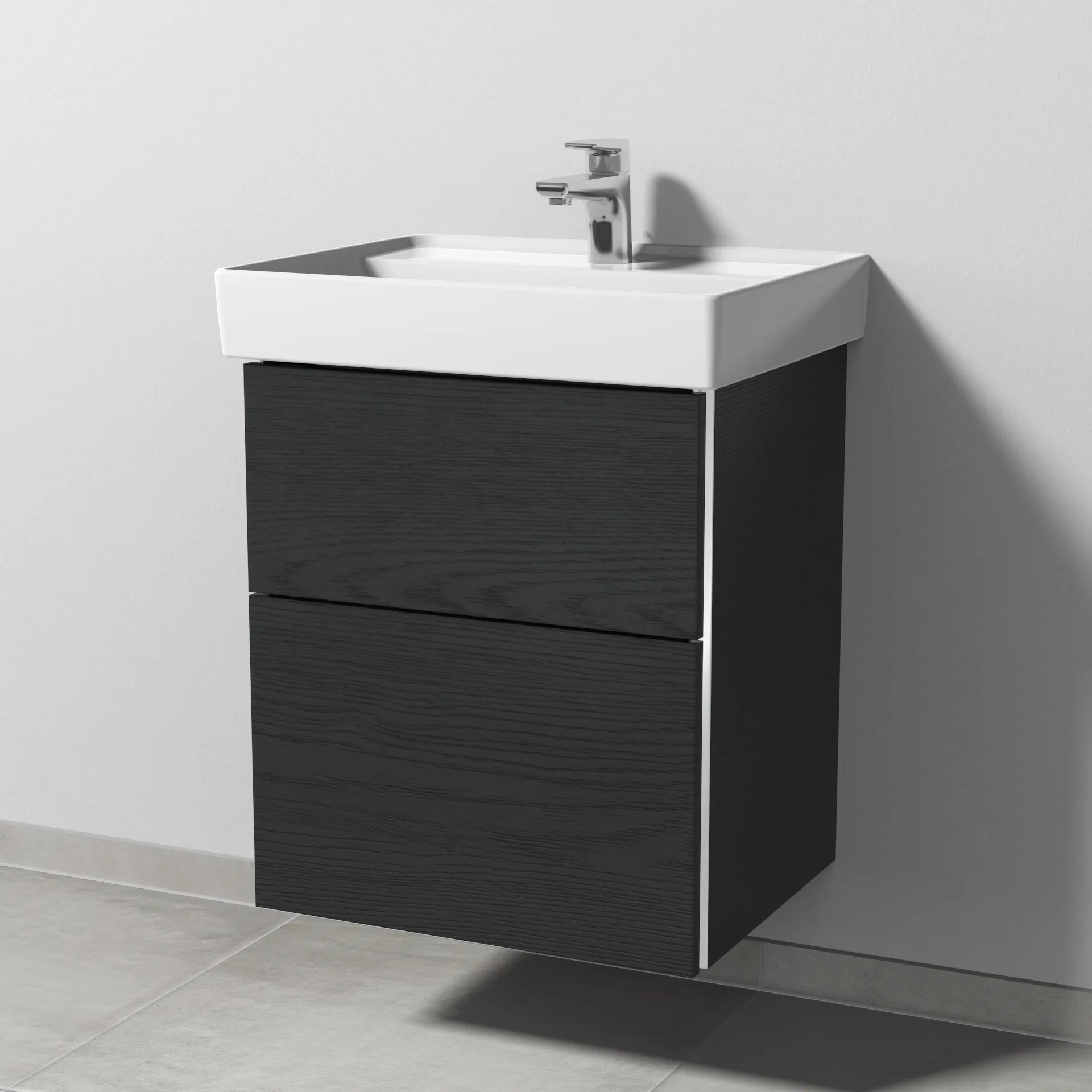 Sanipa Waschtischunterschrank „3way“ passend zu Keramik-Waschtische Collaro von Villeroy &Boch 500 × 588 × 417 mm in Black Oak