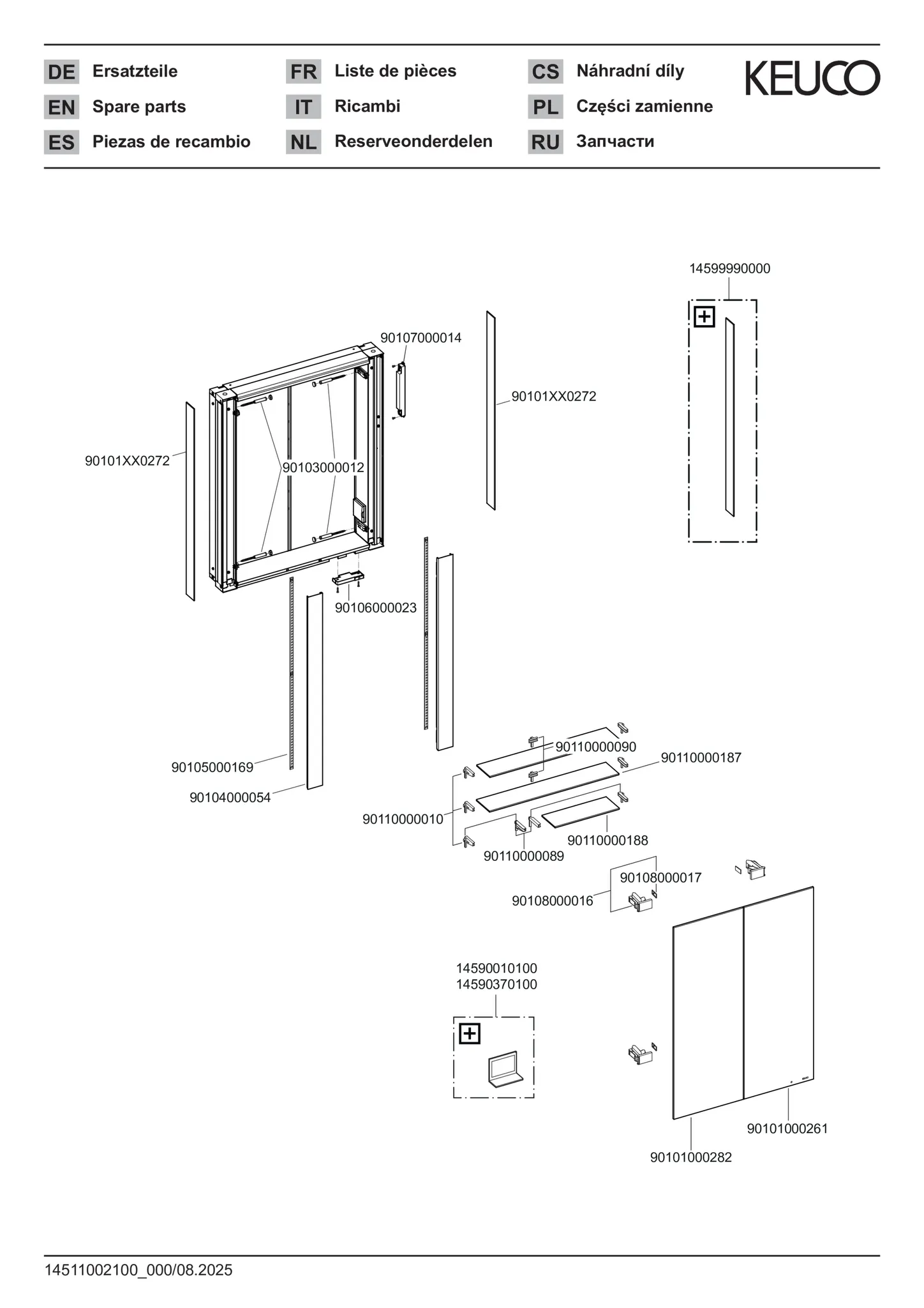 KEUCO SOMARIS Spiegelschrank Wandeinbau 2-türig 600x710x115mm verspiegelt KEUCO SOMARIS Spiegelschrank Wandeinbau 2-türig 600x710x115mm verspiegelt