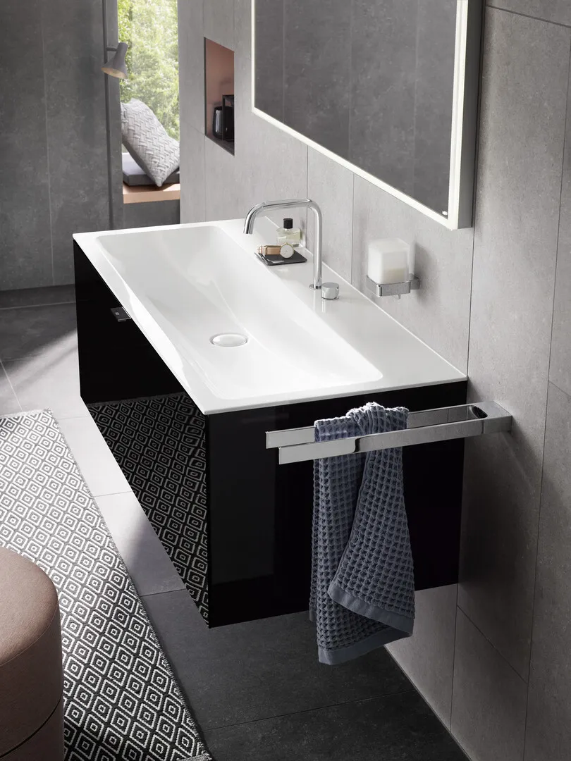 Waschbecken evo, 2x Bohrung, 1211 mm, weiss Waschbecken evo, 2x Bohrung, 1211 mm, weiss