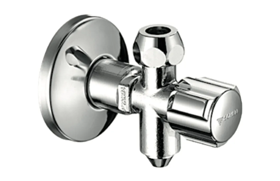 Eckventil COMFORT, COMFORT-Griff, Schubrosette Ø 54 mm, DN 15 G 1/2 AG mit ASAG easy, Ø 10 mm (DN 10 G 3/8 AG), chrom Eckventil COMFORT, COMFORT-Griff, Schubrosette Ø 54 mm, DN 15 G 1/2 AG mit ASAG easy, Ø 10 mm (DN 10 G 3/8 AG), chrom