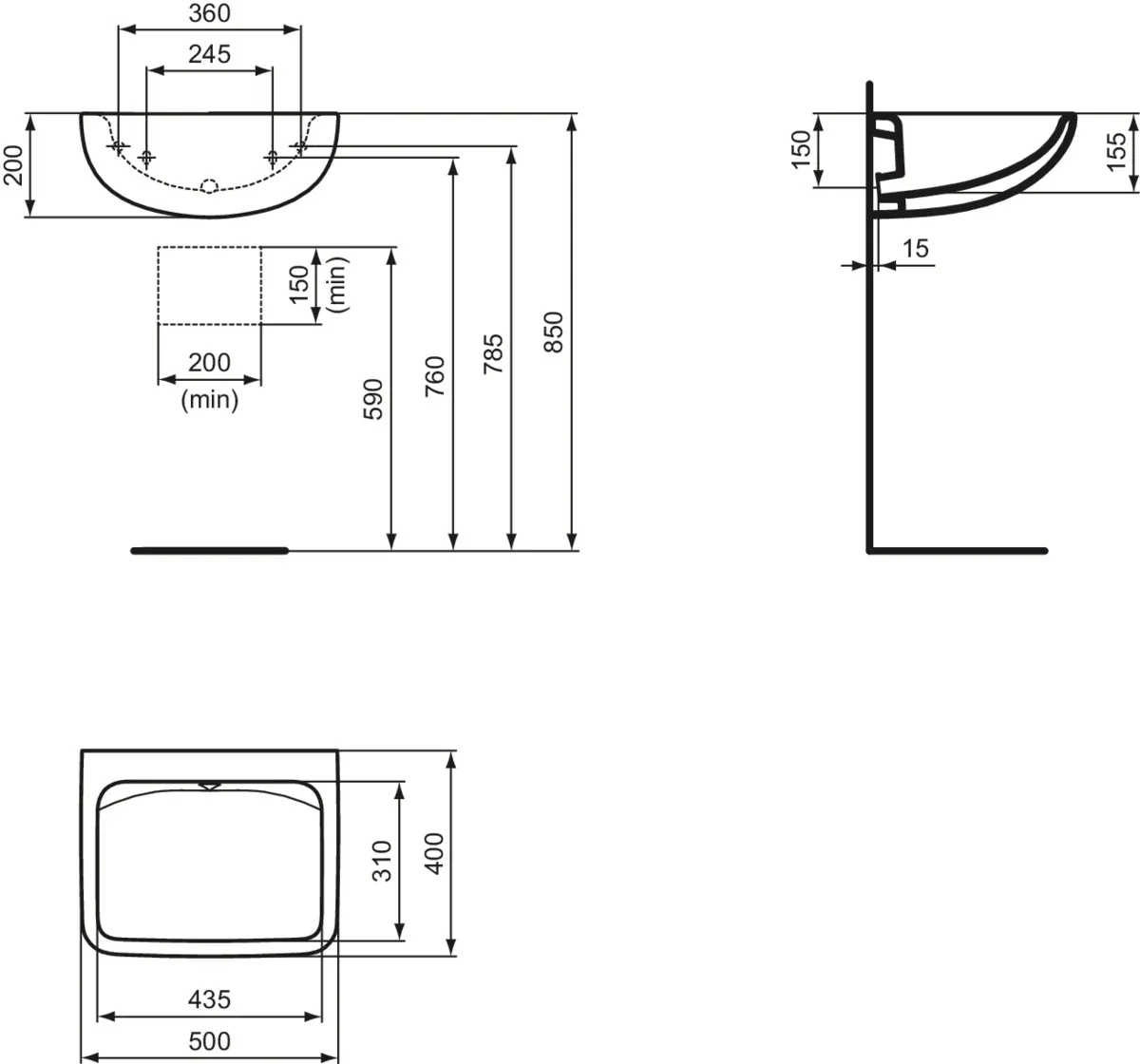 Waschbecken „Contour21+“ 50 × 40 × 20 cm Waschbecken „Contour21+“ 50 × 40 × 20 cm