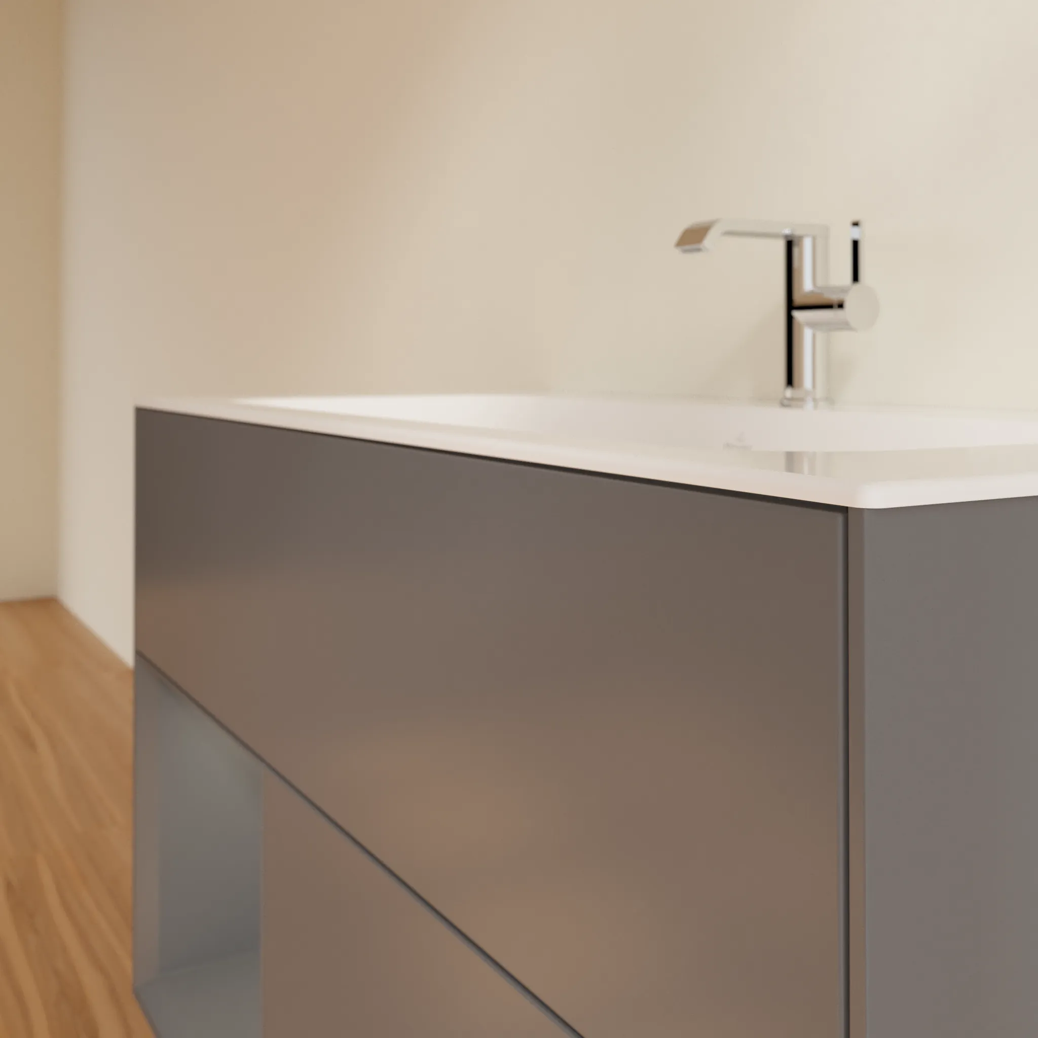 Villeroy & Boch Waschtischunterschrank „Finion“ für Schrankwaschtisch 996 × 591 × 498 mm Anthracite Matt Lacquer, für Becken mittig Villeroy & Boch Waschtischunterschrank „Finion“ für Schrankwaschtisch 996 × 591 × 498 mm Anthracite Matt Lacquer, für Becken mittig