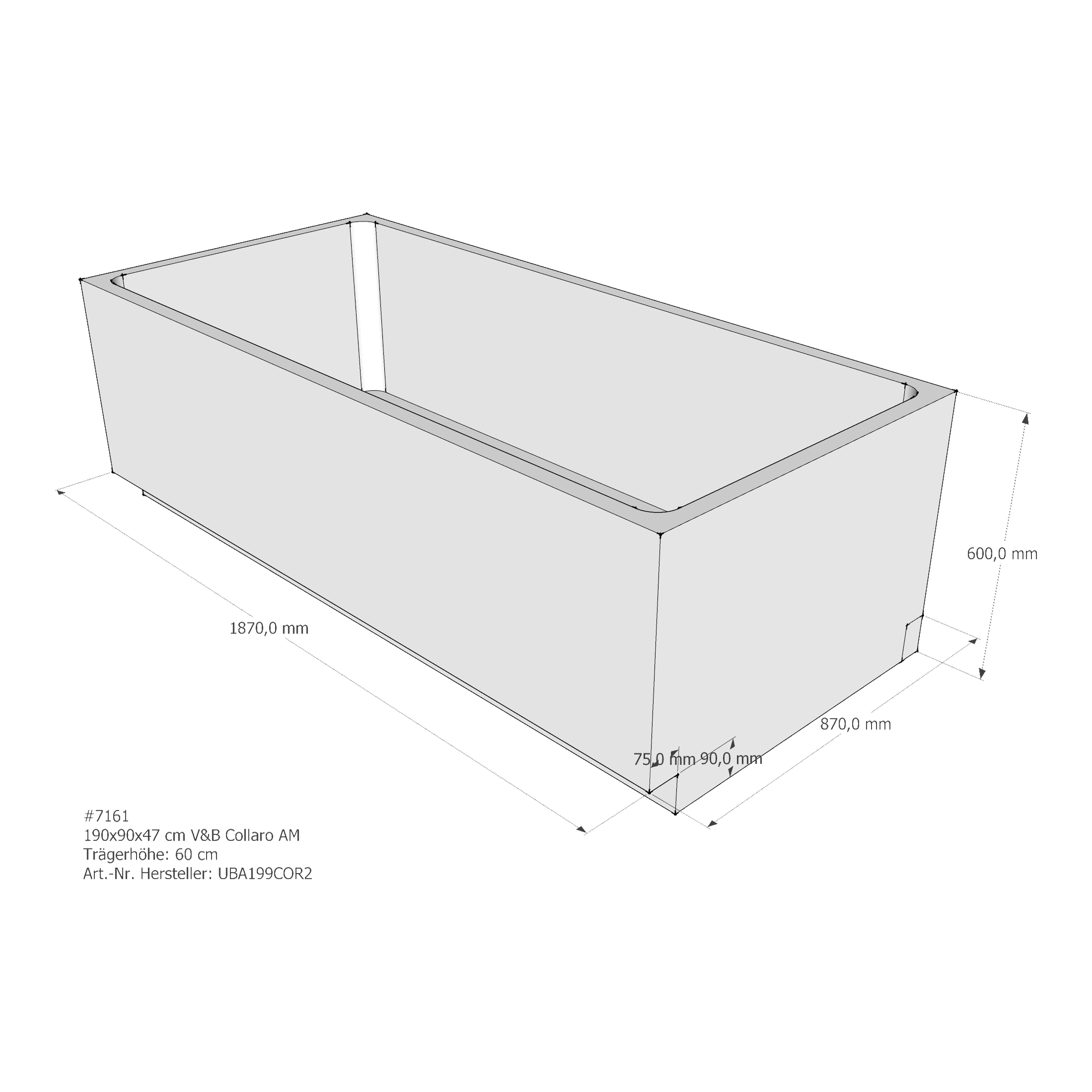 Badewannenträger für Villeroy & Boch Collaro 190 × 90 × 47 cm