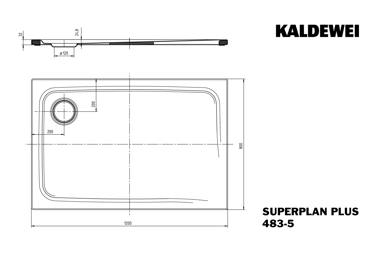 Kaldewei rechteck Duschwanne „Superplan Plus“ 80 × 120 cm in alpinweiß