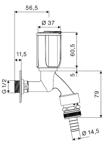 Auslaufventil SECUR, RFV, RB, abschließbar, DN 15 G 1/2 AG, Schlauchverschraubung Ø 14,5 mm (DN 20 G 3/4 AG), chrom Auslaufventil SECUR, RFV, RB, abschließbar, DN 15 G 1/2 AG, Schlauchverschraubung Ø 14,5 mm (DN 20 G 3/4 AG), chrom