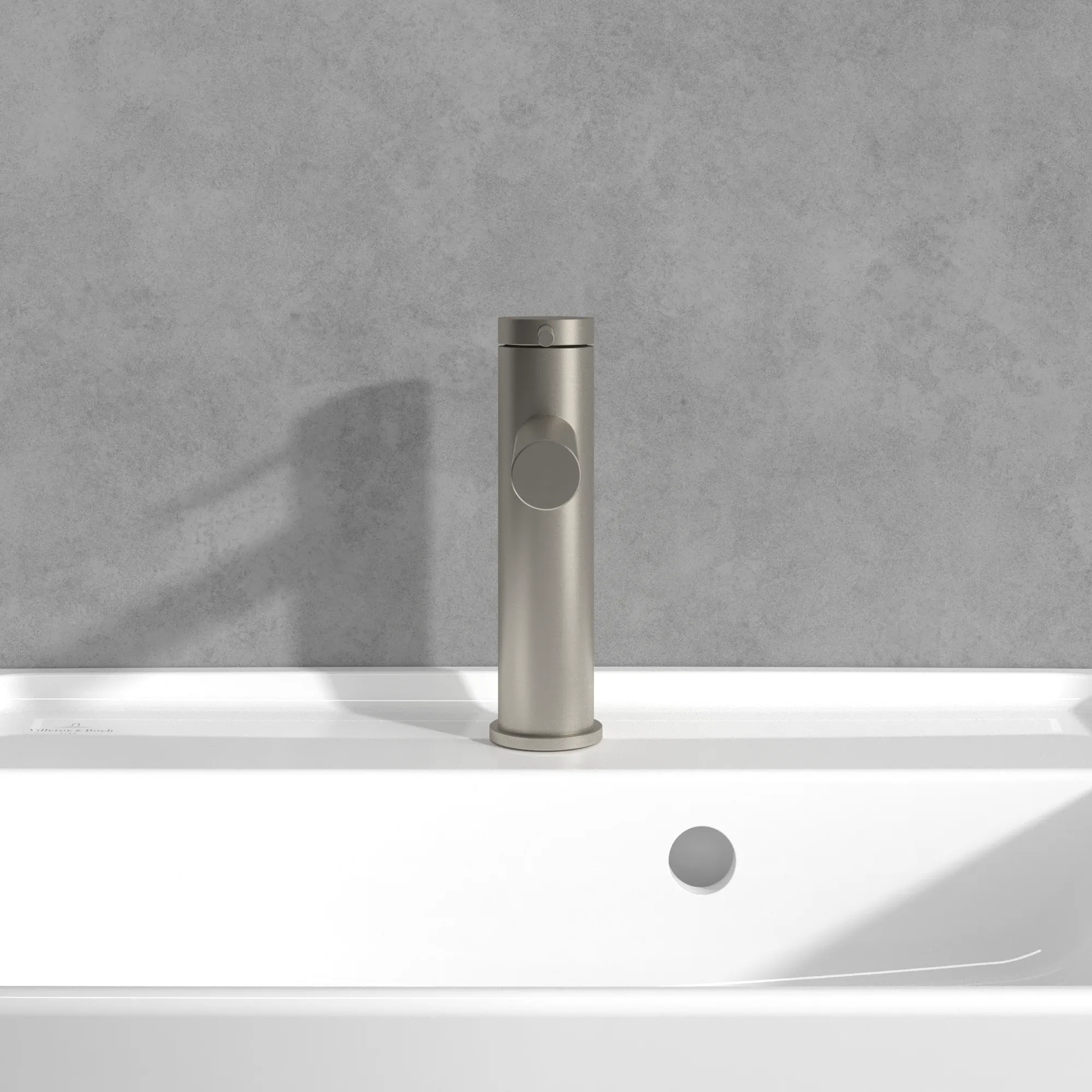 Villeroy & Boch Einhebel-Waschtischarmatur Loop & Friends, Brushed Nickel Matt, 38x145x166 mm, Höhe 166 mm, Wanneneinbaumaß 38x145 mm Villeroy & Boch Einhebel-Waschtischarmatur Loop & Friends, Brushed Nickel Matt, 38x145x166 mm, Höhe 166 mm, Wanneneinbaumaß 38x145 mm