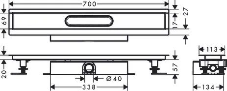 Komplettset uBox universal für flache Installat.700mm für DR FS