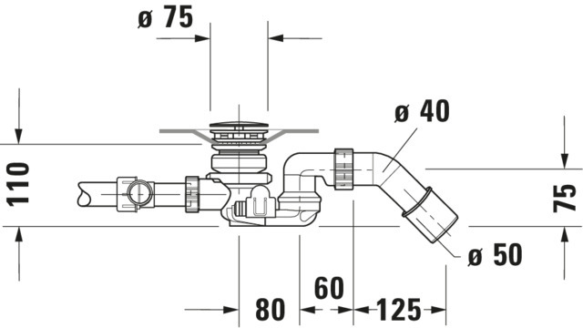Duravit Ab- und Überlaufgarnitur für Badewannen mit Zulauf Modell 791227