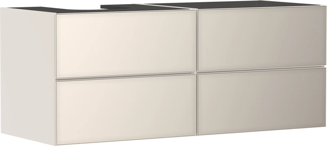 Hansgrohe Xevolos E Waschtischunterschrank Sandbeige Matt, 1370/550 mm, 4 Schubkästen, grifflos mit PushOpen und SoftClose, Wandmontage