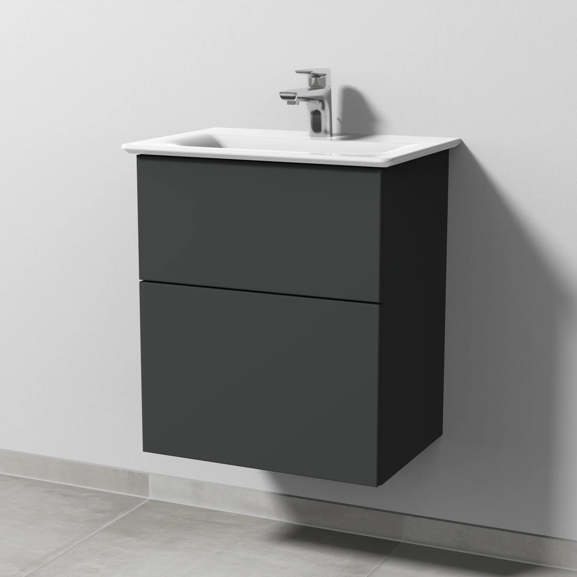 Sanipa Waschtischunterschrank „3way“ passend zu Keramik-Waschtische Connect Air von Ideal Standard 490 × 585 × 357 mm in Graphit (matt)