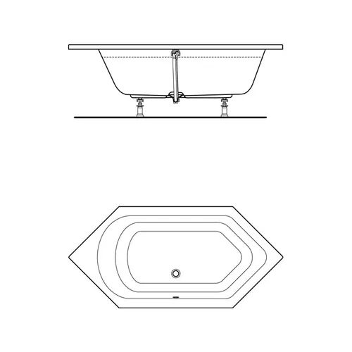 Badundu Badewanne sechseck 1900 × 900 mm, Mittelablauf