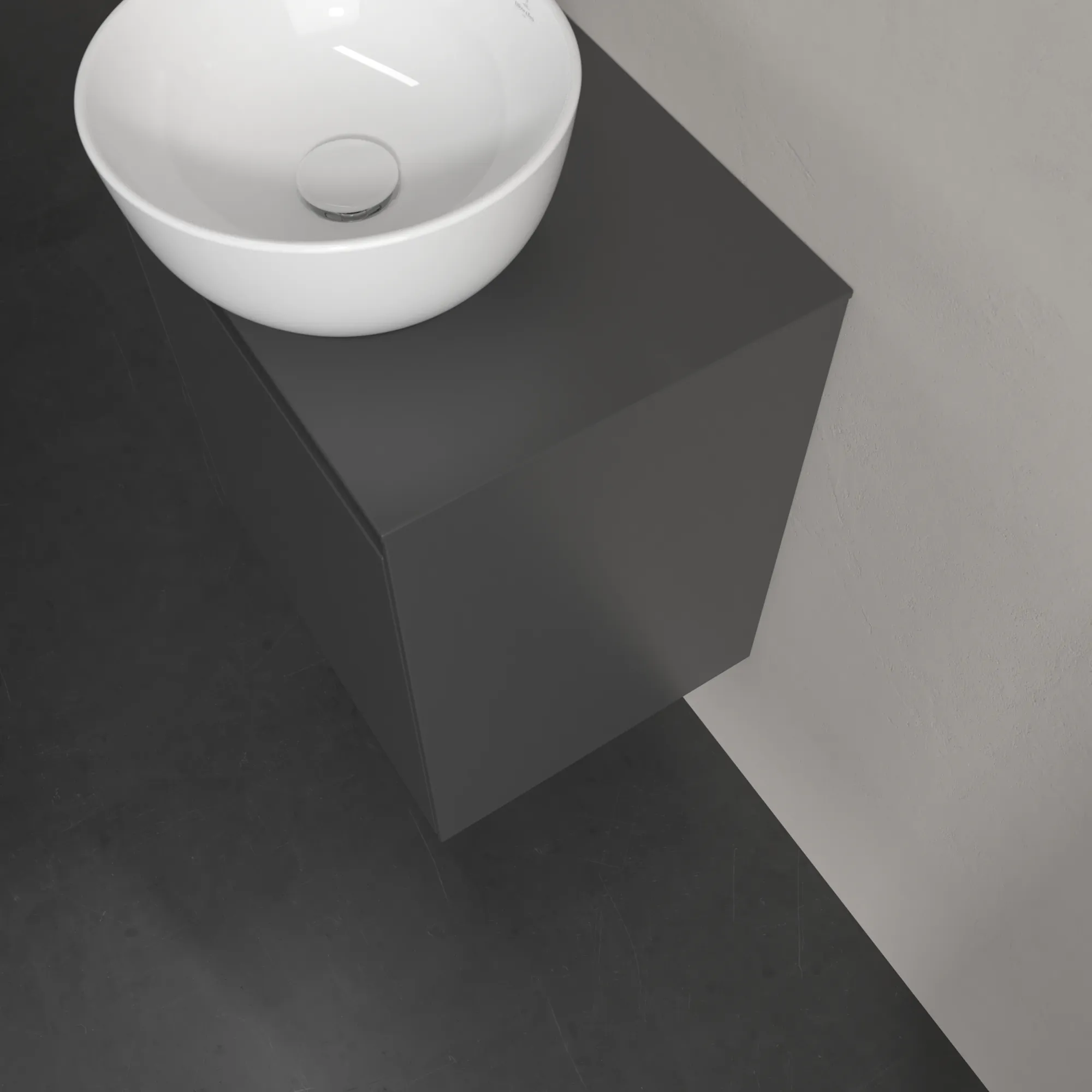Villeroy & Boch Waschtischunterschrank „Collaro“ 500 × 548 × 380 mm Graphite, für Becken mittig, Anschlag rechts, mit Beleuchtung