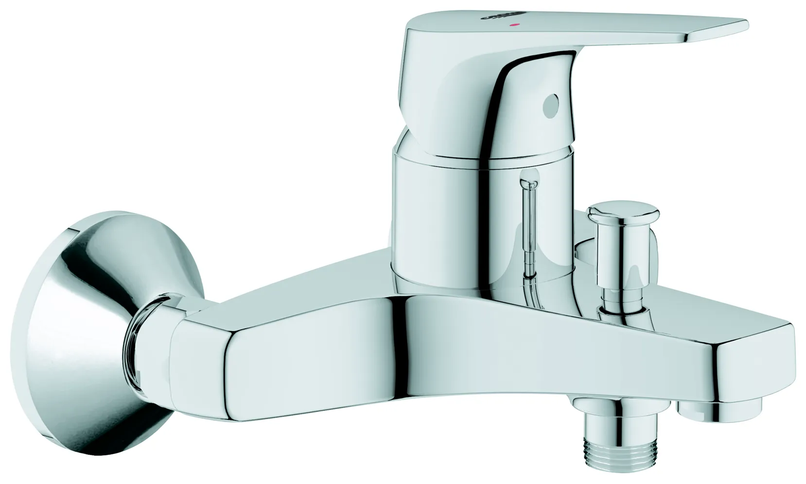 Einhand-Wannenbatterie BauFlow 23756, Wandmontage, eigensicher, chrom Einhand-Wannenbatterie BauFlow 23756, Wandmontage, eigensicher, chrom