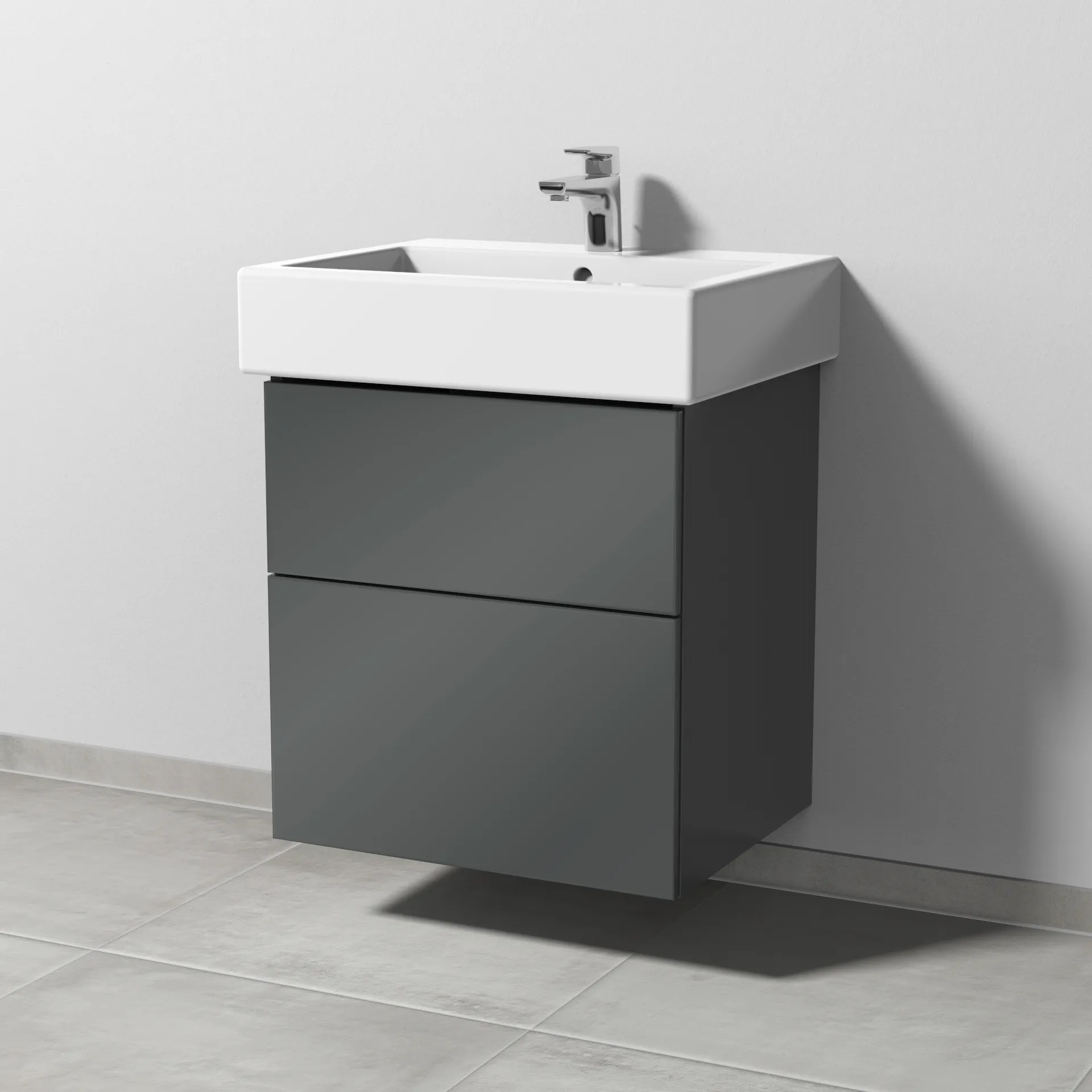 Sanipa Waschtischunterschrank „3way“ passend zu Keramik-Waschtische Vero von Duravit 550 × 593 × 447 mm in Anthrazit (glanz)
