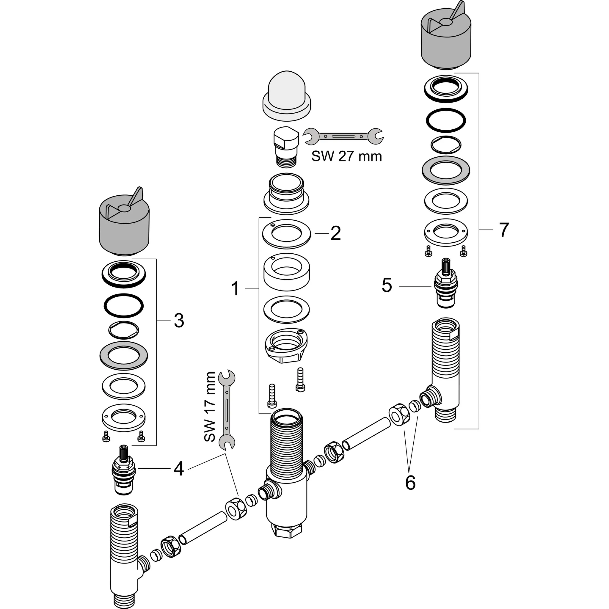 Hansgrohe Mischer, Grundkörper für 3-Loch Wannenrandarmatur Hansgrohe Mischer, Grundkörper für 3-Loch Wannenrandarmatur