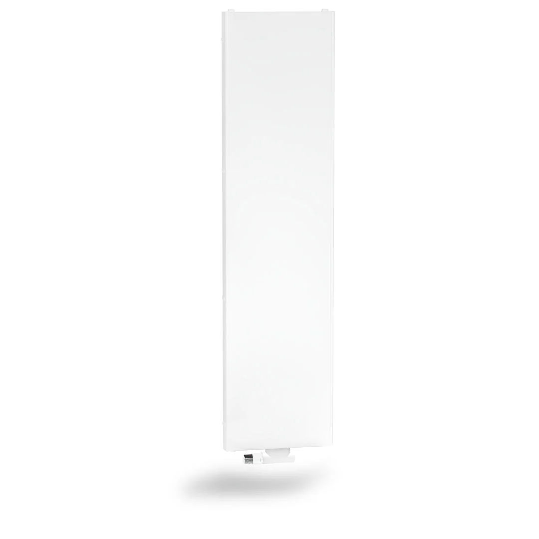 Flachheizkörper Verteo Plan Typ 10, HxLxT: 1200x300x63 mm, Farbe: Weiß RAL 9016 seidenglanz, 10 bar, Abdeckung: ohne, Wärmeleistung 75/65-20: 398 Watt, Winkelkonsole kurz
