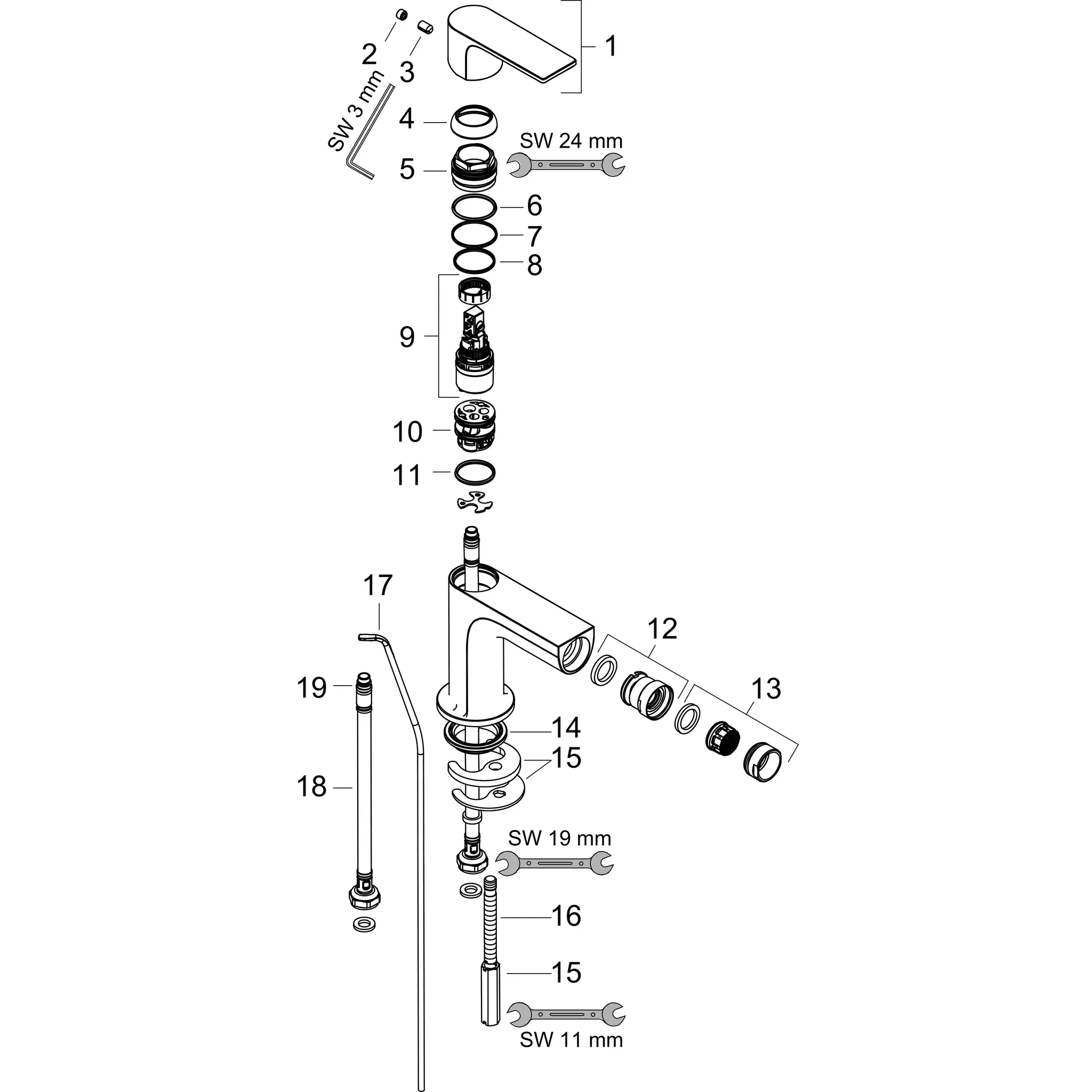 Hansgrohe Rebris E Einhebel-Bidetmischer Chrom Hansgrohe Rebris E Einhebel-Bidetmischer Chrom