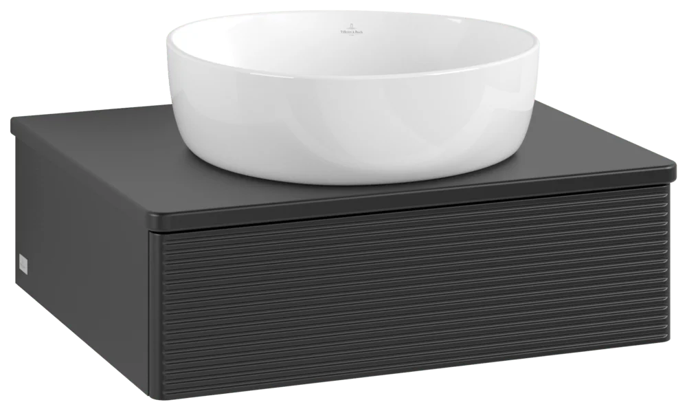 Villeroy & Boch Waschbeckenunterschrank Antao K07110PD, eckig, 600x190x500 mm, Black Matt Lacquer, mit SoftClosing und Push-to-open Funktion