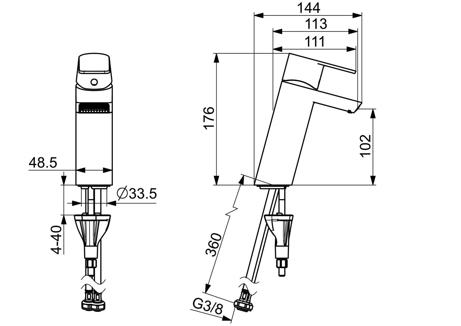 HansaSTELA Waschtischarmatur HansaSTELA 2021 Einhebelmischer Ausladung 144mm Chrom