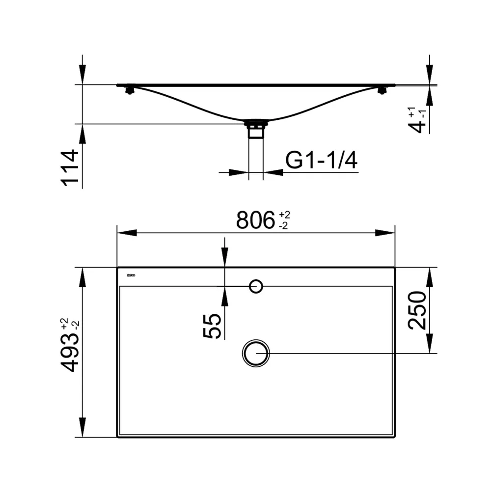 KEUCO Emaille-Einbauwaschtisch „Edition 11 Art“ in Blue Satin, 806 × 493 × 4 mm KEUCO Emaille-Einbauwaschtisch „Edition 11 Art“ in Blue Satin, 806 × 493 × 4 mm