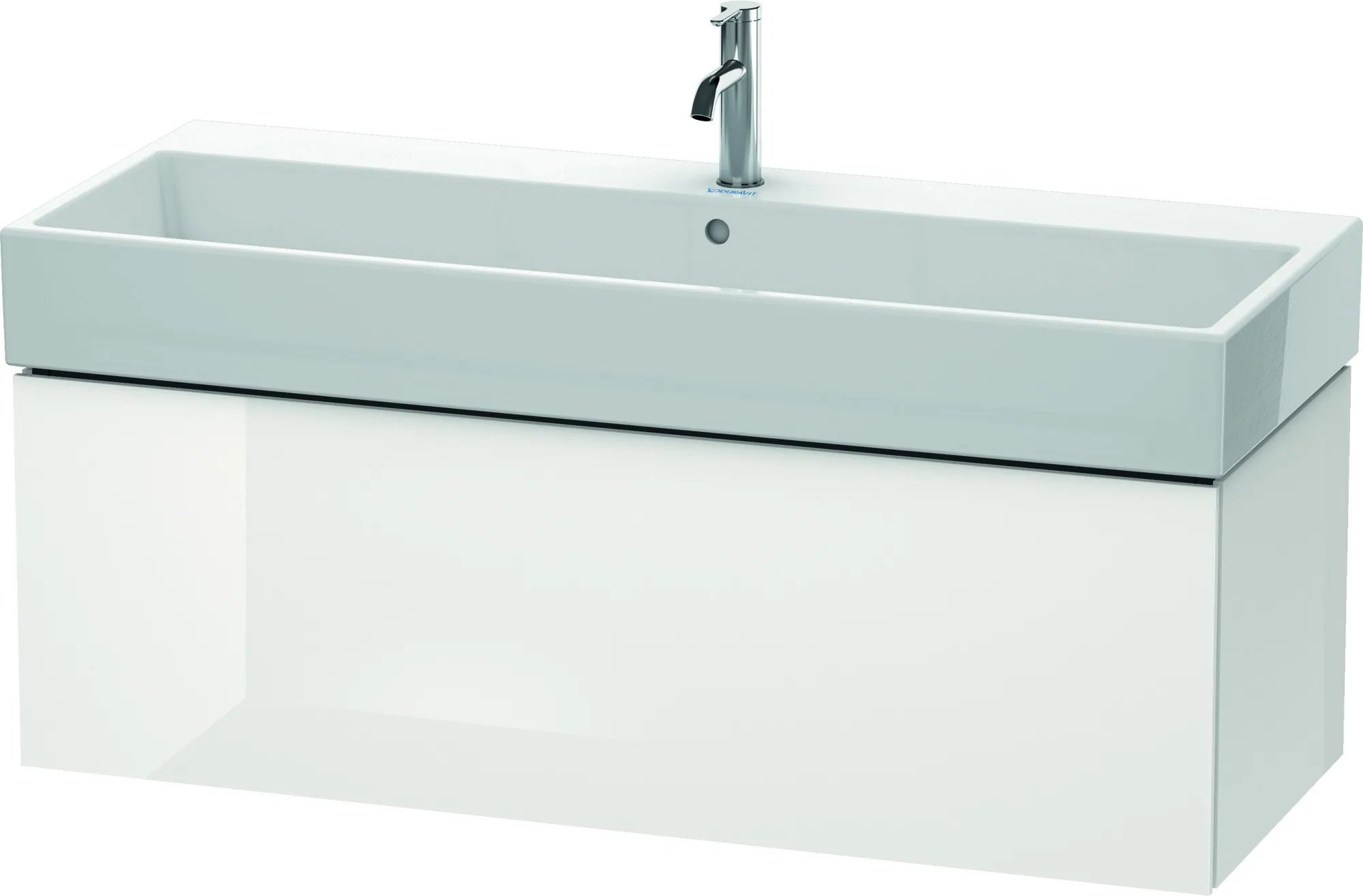 Duravit Waschtischunterschrank wandhängend „L-Cube“ 118,4 × 39,4 × 45,9 cm Weiß Hochglanz