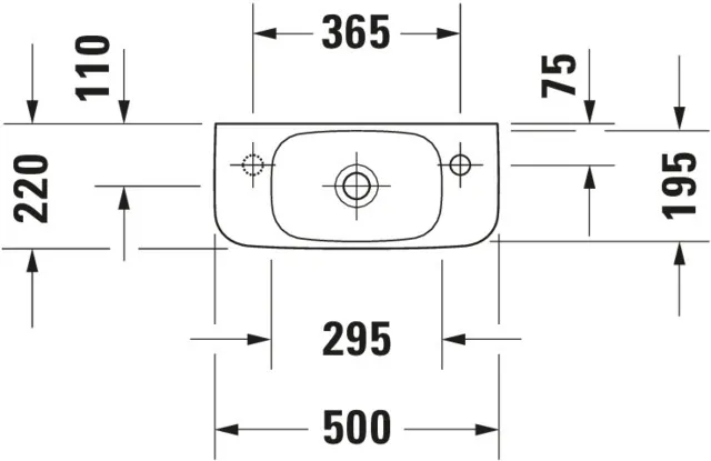 Wandwaschtisch „DuraStyle“, ohne Überlauf, Hahnlochposition rechts Wandwaschtisch „DuraStyle“, ohne Überlauf, Hahnlochposition rechts