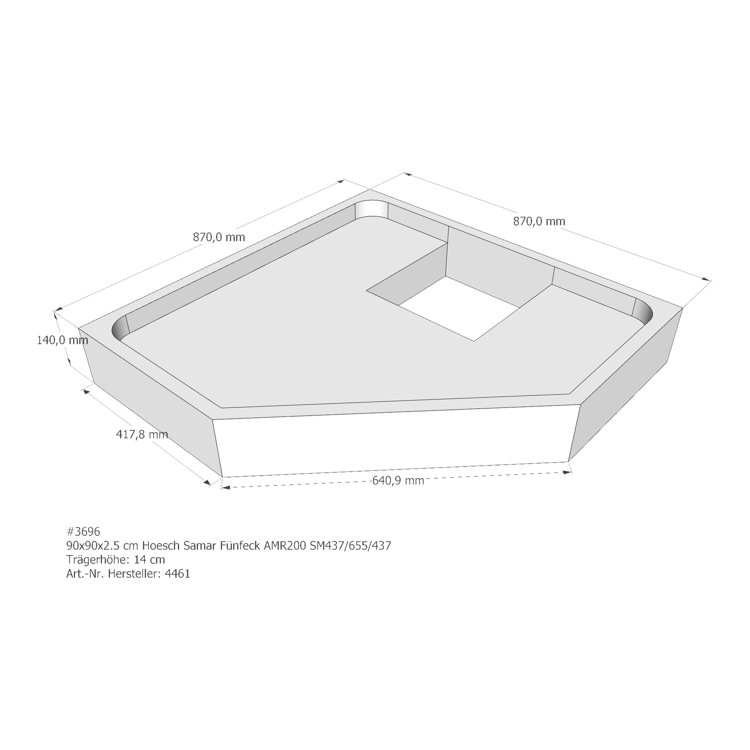 Duschwannenträger für Hoesch Samar 90 × 90 × 2,5 cm Duschwannenträger für Hoesch Samar 90 × 90 × 2,5 cm