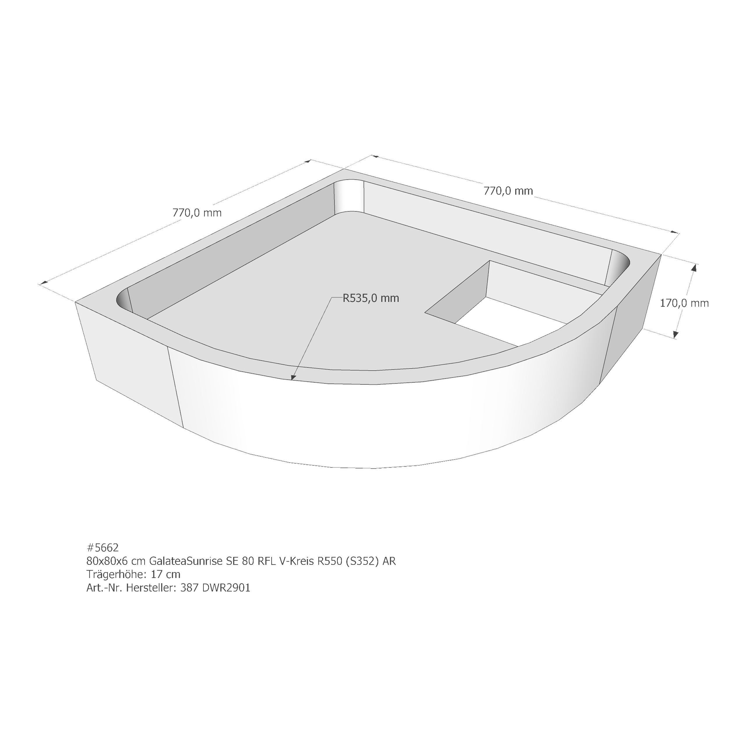 Duschwannenträger für Galatea ~Sunrise SE 80 RFL 80 × 80 × 6 cm Duschwannenträger für Galatea ~Sunrise SE 80 RFL 80 × 80 × 6 cm