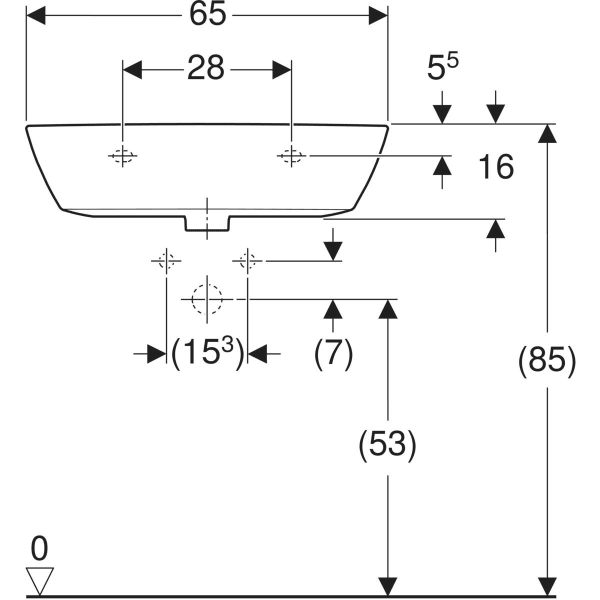 Wandwaschtisch „Renova“, ohne Überlauf, Hahnlochposition mittig 65 × 50 cm in weiß alpin Wandwaschtisch „Renova“, ohne Überlauf, Hahnlochposition mittig 65 × 50 cm in weiß alpin