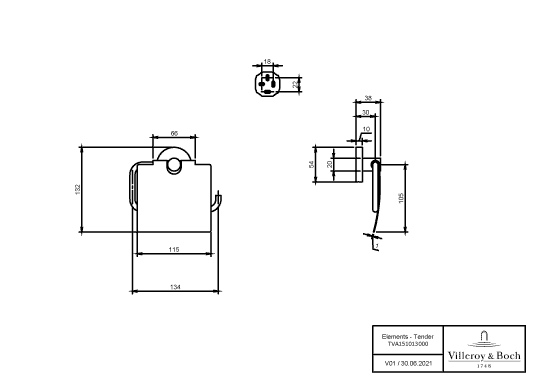 Villeroy & Boch Toilettenpapierhalter „Elements-Tender“ 13,4 × 3,8 × 13,2 cm in chrom, Befestigung verdeckt