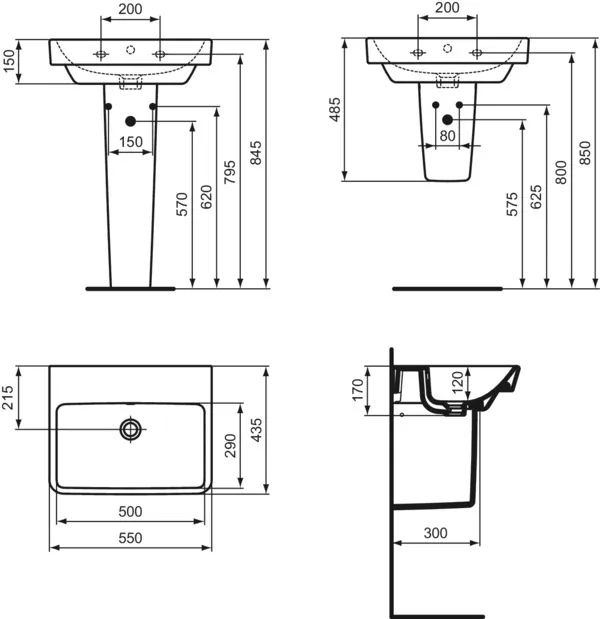 Ideal Standard Waschbecken „i.lifeB“, Hahnlochposition mittig