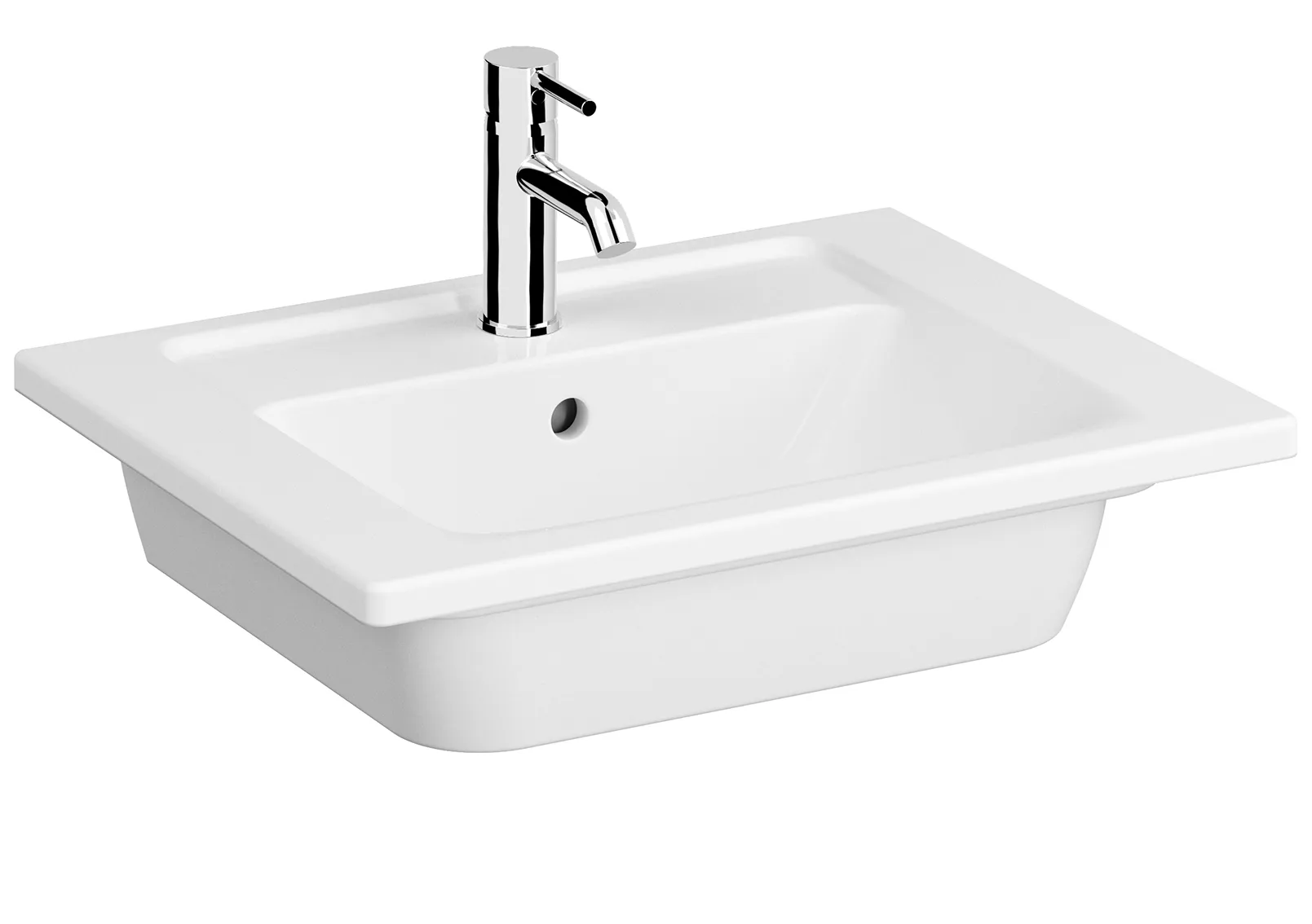 VitrA Integra Möbelwaschtisch 60 x 47 cm mit Hahnloch und Überlaufloch Weiß Hochglanz