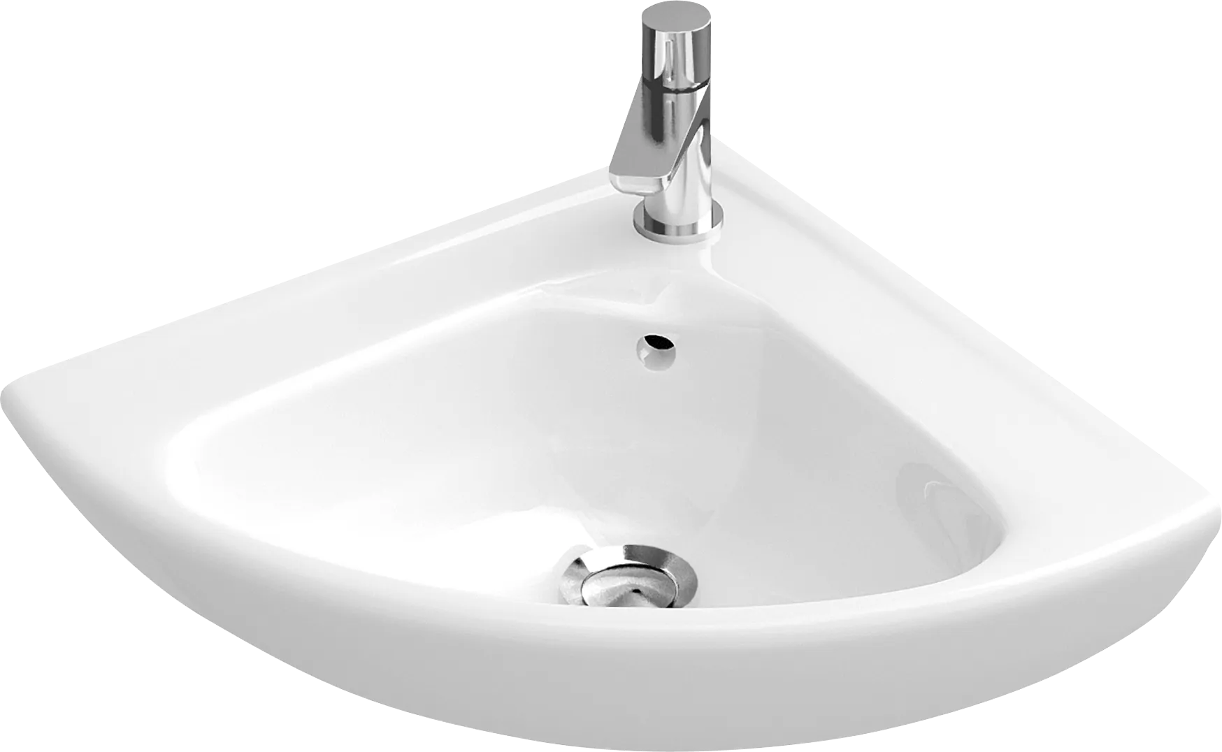 Villeroy & Boch Eck-Handwaschbecken „O.novo“ Compact 415 × 415 × 195 mm, mit Hahnlochbohrung, Hahnlochposition mittig in Weiß Alpin Villeroy & Boch Eck-Handwaschbecken „O.novo“ Compact 415 × 415 × 195 mm, mit Hahnlochbohrung, Hahnlochposition mittig in Weiß Alpin