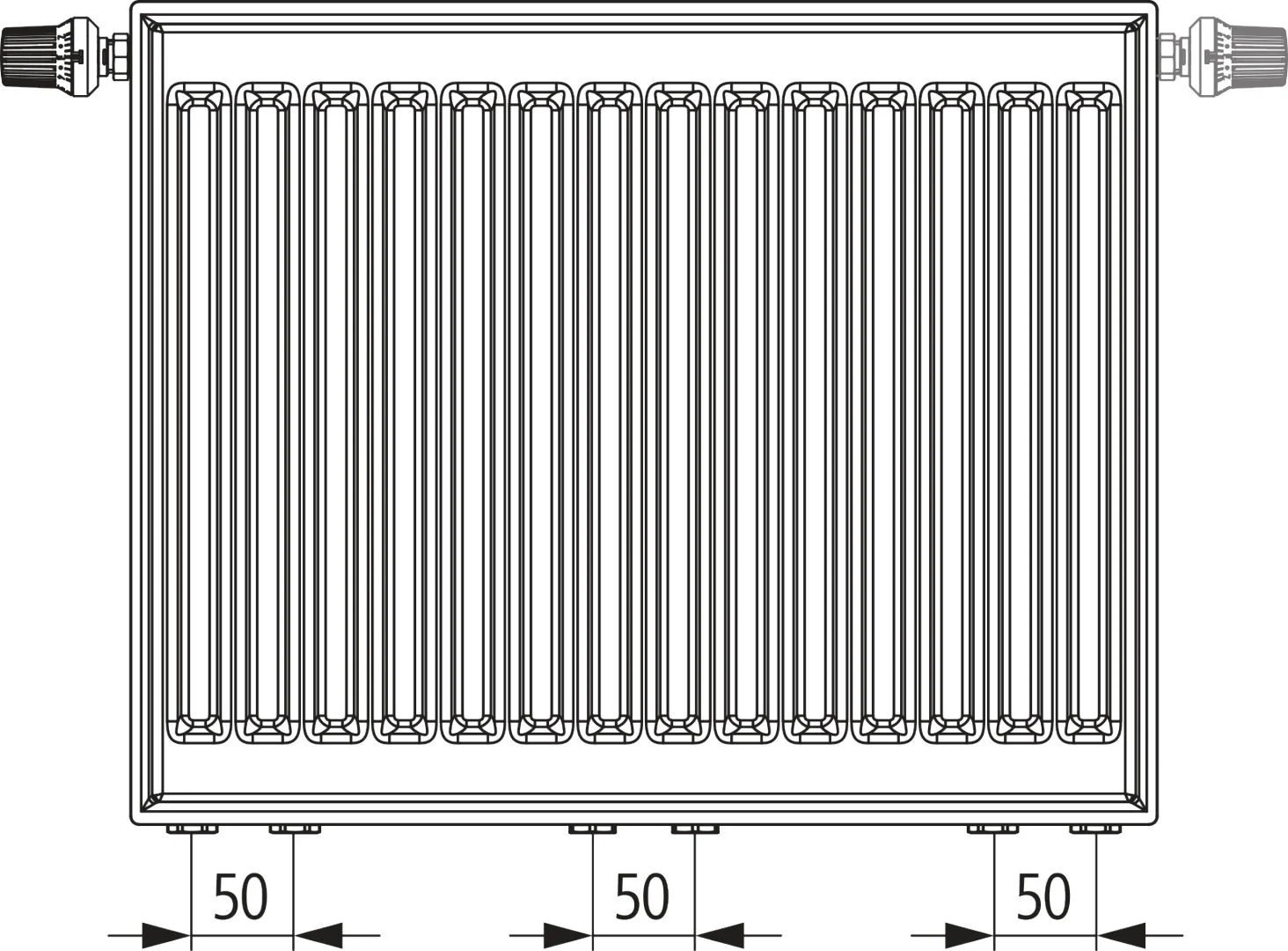Flachheizkörper therm-x2 Profil-Vmulti Hygiene Typ 30, HxLxT: 600x400x155 mm, Farbe: Weiß RAL 9016 seidenglanz, 10 bar, Abdeckung: ohne, Wärmeleistung 75/65-20: 572 Watt, Bohrkonsole