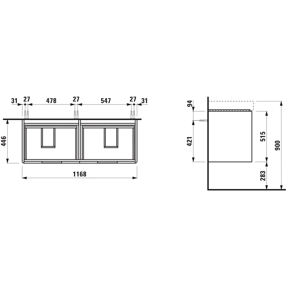 Waschtischunterbau JUNA für PRO S 446x1168x515 4 Schubladen mit Griffmulde für Waschtisch H814966 weiß matt Waschtischunterbau JUNA für PRO S 446x1168x515 4 Schubladen mit Griffmulde für Waschtisch H814966 weiß matt