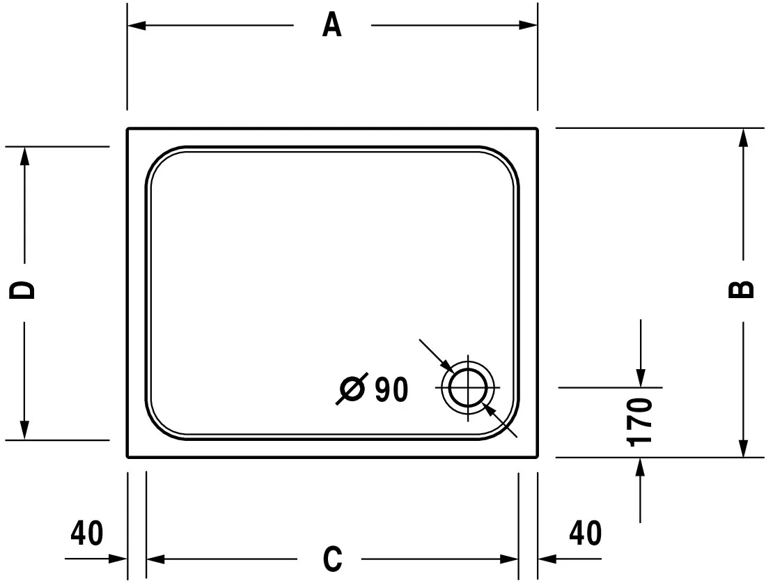 Duravit rechteck Duschwanne „D-Code“ 90 × 75 cm 