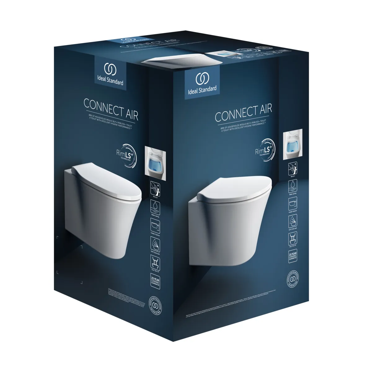 Wand-WC-Kombipaket Connect Air Randlos mit WC-Sitz Softclosing 365x540mm Weiß Wand-WC-Kombipaket Connect Air Randlos mit WC-Sitz Softclosing 365x540mm Weiß