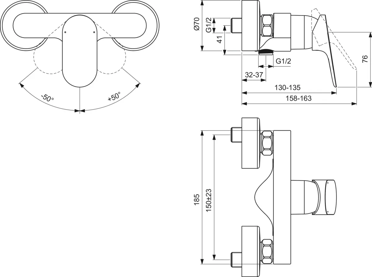 Ideal Standard Brausearmatur Aufputz Ceralife O Chrom Ideal Standard Brausearmatur Aufputz Ceralife O Chrom
