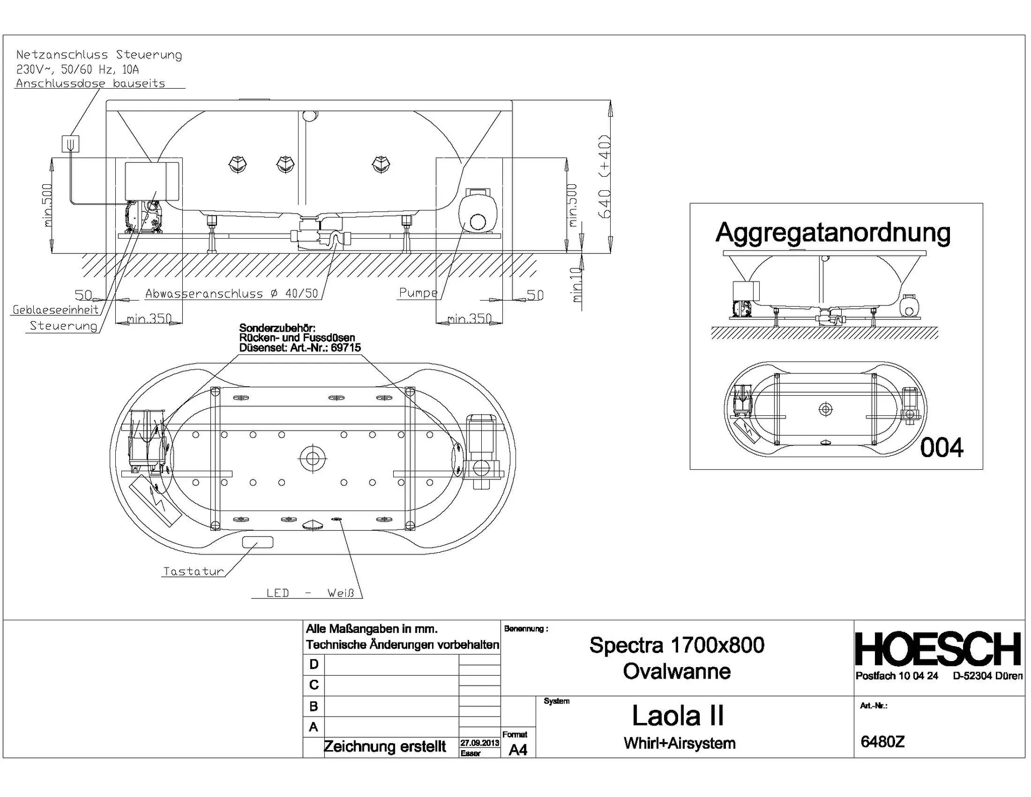 Hoesch Whirlwanne „Spectra“ mit Whirlsystem „Laola II“ oval 170 × 80 cm, oval in Weiß Hoesch Whirlwanne „Spectra“ mit Whirlsystem „Laola II“ oval 170 × 80 cm, oval in Weiß
